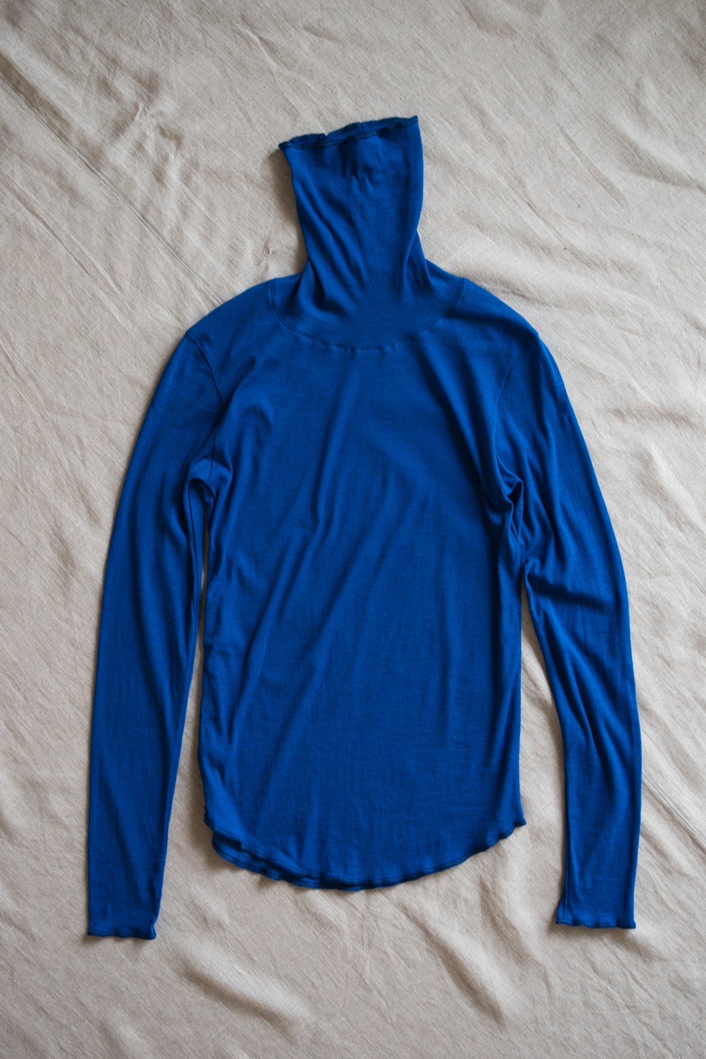 Sheer Rib High-Necked Long-Sleeved T/Royal Blue