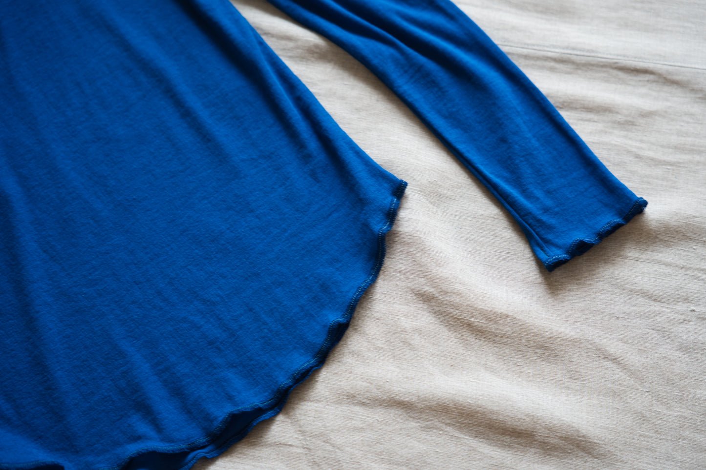 Sheer Rib High-Necked Long-Sleeved T/Royal Blue