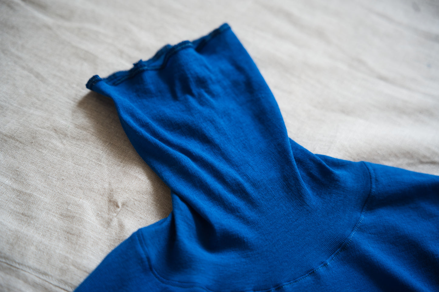 Sheer Rib High-Necked Long-Sleeved T/Royal Blue