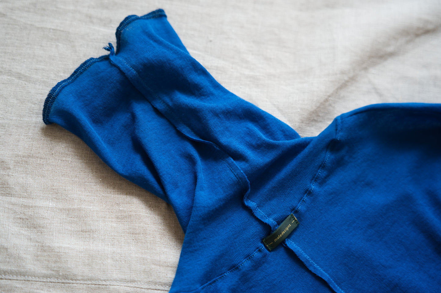 Sheer Rib High-Necked Long-Sleeved T/Royal Blue