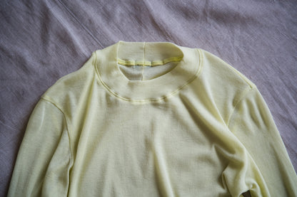 Sheer Rib Crew neck Long-Sleeved T/Lime Yellow