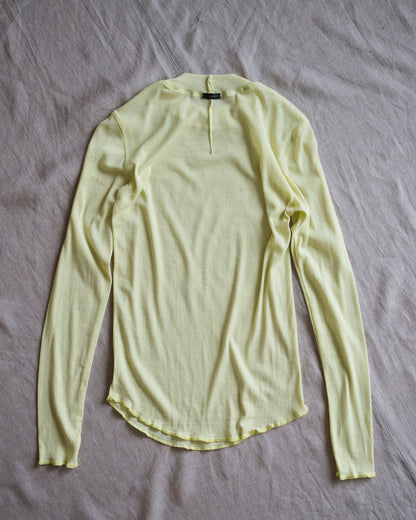 Sheer Rib Crew neck Long-Sleeved T/Lime Yellow