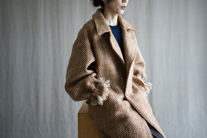 ロービングウールチェスターコート/Roving Wool Chester Coat/Gold Brown