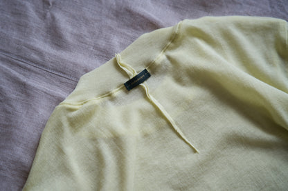 Sheer Rib Crew neck Long-Sleeved T/Lime Yellow