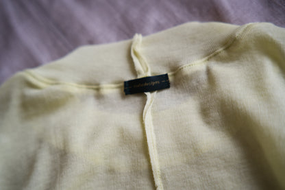 Sheer Rib Crew neck Long-Sleeved T/Lime Yellow