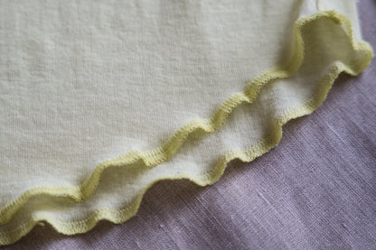 Sheer Rib High-Necked Long-Sleeved T/Lime Yellow