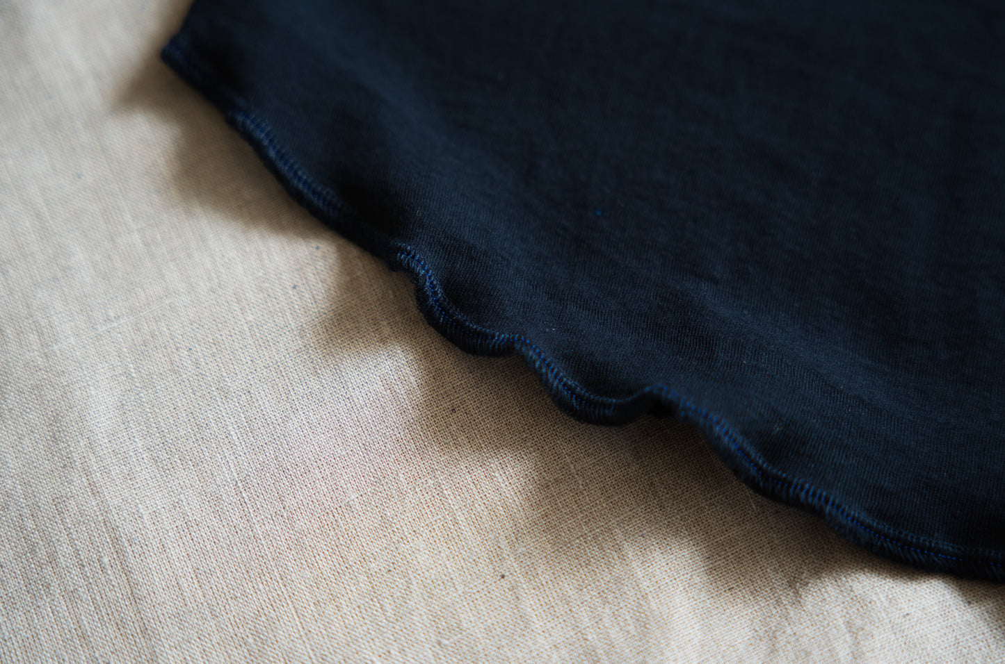 Sheer Rib Crew neck Long-Sleeved T/Navy