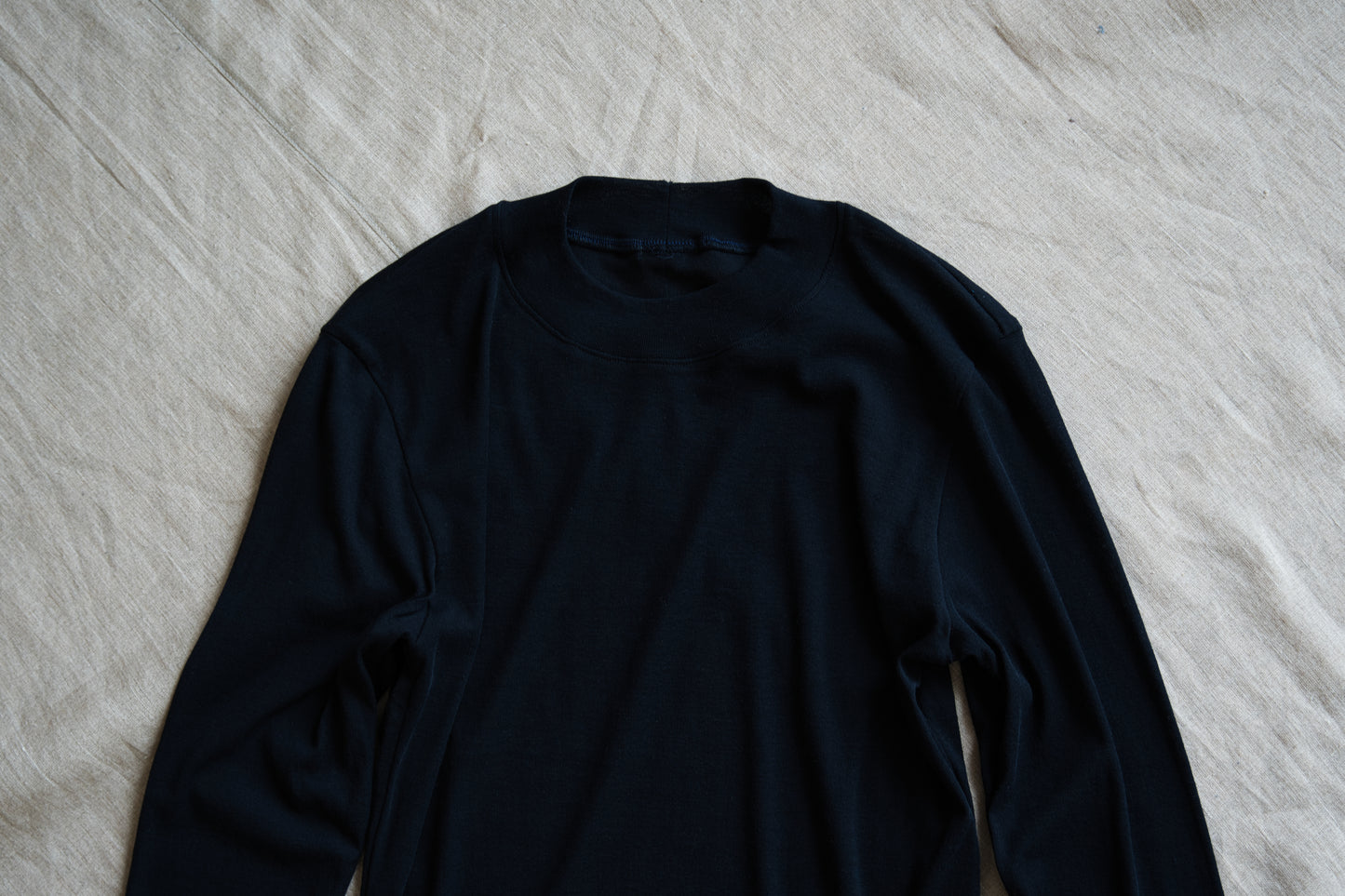Sheer Rib Crew neck Long-Sleeved T/Navy