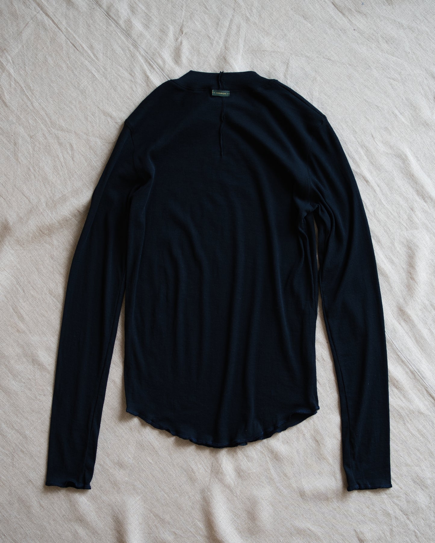 Sheer Rib Crew neck Long-Sleeved T/Navy