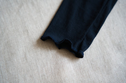 Sheer Rib Crew neck Long-Sleeved T/Navy