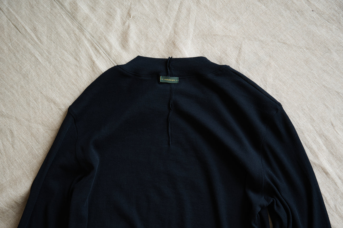 Sheer Rib Crew neck Long-Sleeved T/Navy