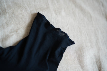 Sheer Rib High-Necked Long-Sleeved T/Navy