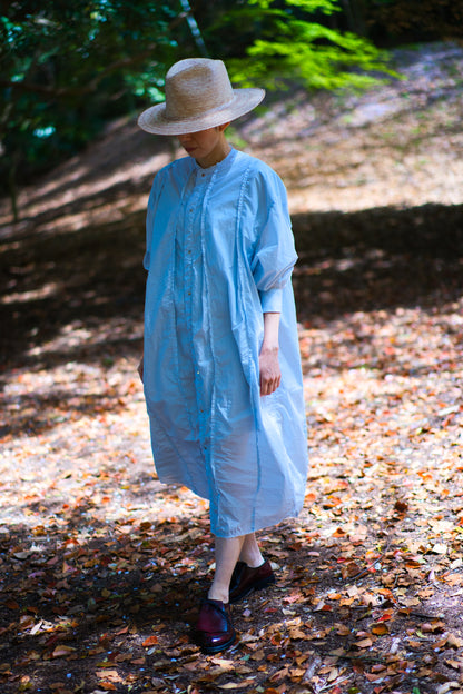 超細番手タイプライターシャツワンピース/Superfine cotton shirts dress/Light blue