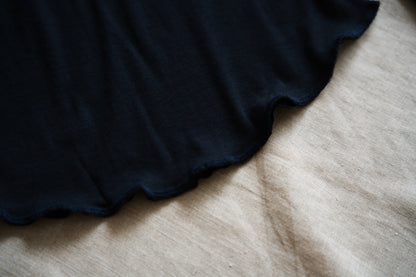 Sheer Rib High-Necked Long-Sleeved T/Navy