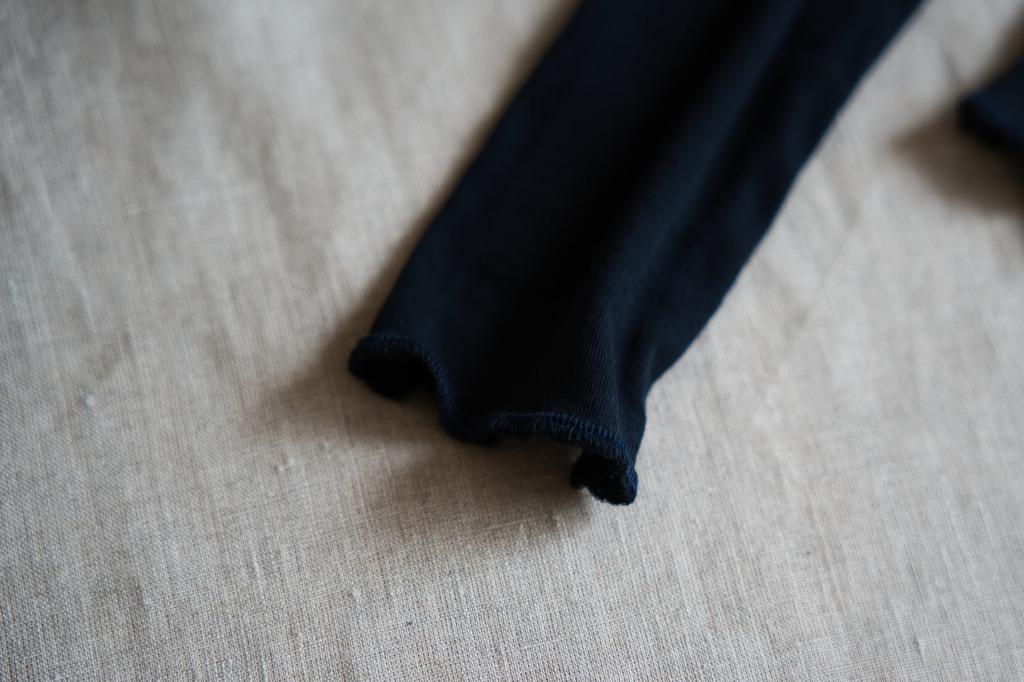 Sheer Rib High-Necked Long-Sleeved T/Navy