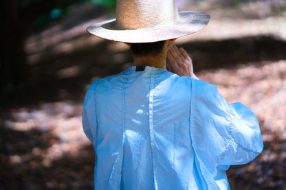 超細番手タイプライターシャツワンピース/Superfine cotton shirts dress/Light blue