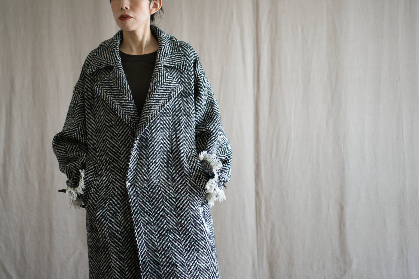 ロービングウールチェスターコート/Roving Wool Chester Coat/Monochrome