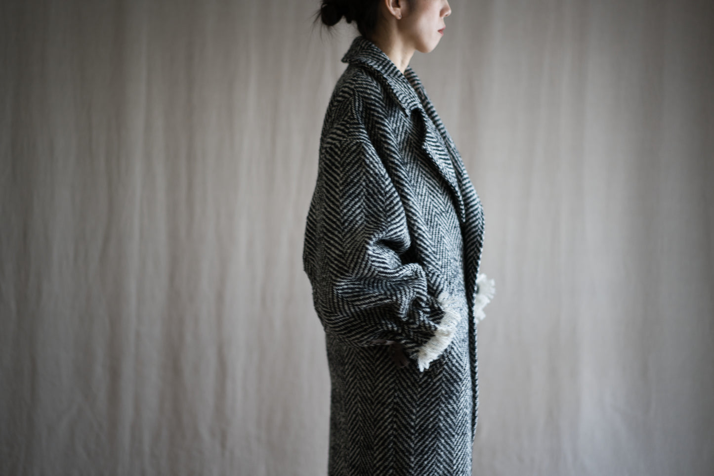 ロービングウールチェスターコート/Roving Wool Chester Coat/Monochrome