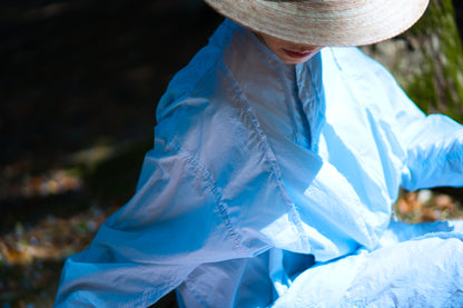 超細番手タイプライターシャツワンピース/Superfine cotton shirts dress/Light blue