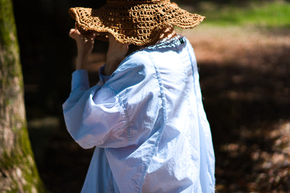 超細番手タイプライターシャツワンピース/Superfine cotton shirts dress/Light blue