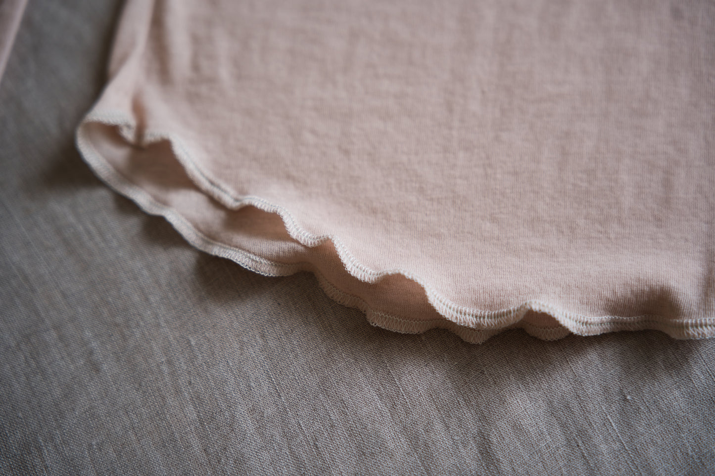 Sheer Rib Crew neck Long-Sleeved T/Pale Pink