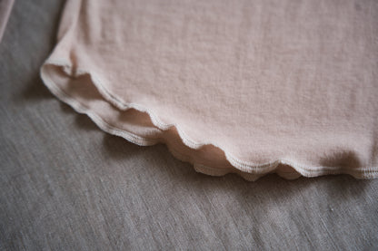 Sheer Rib Crew neck Long-Sleeved T/Pale Pink