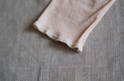 Sheer Rib Crew neck Long-Sleeved T/Pale Pink