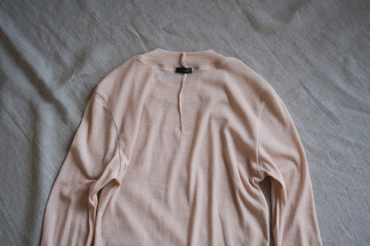 Sheer Rib Crew neck Long-Sleeved T/Pale Pink