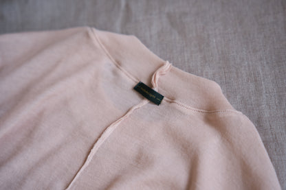 Sheer Rib Crew neck Long-Sleeved T/Pale Pink