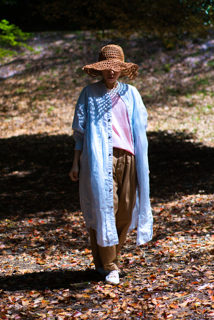 超細番手タイプライターシャツワンピース/Superfine cotton shirts dress/Light blue