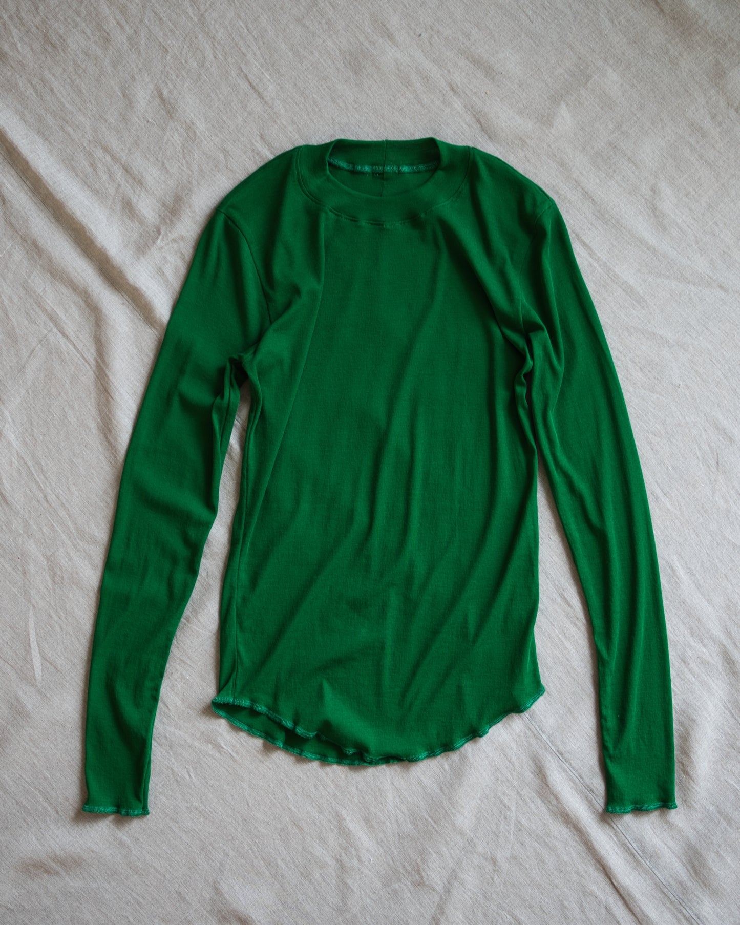 Sheer Rib Crew neck Long-Sleeved T/Turf Green