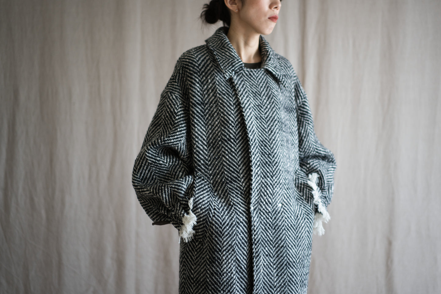 ロービングウールチェスターコート/Roving Wool Chester Coat/Monochrome