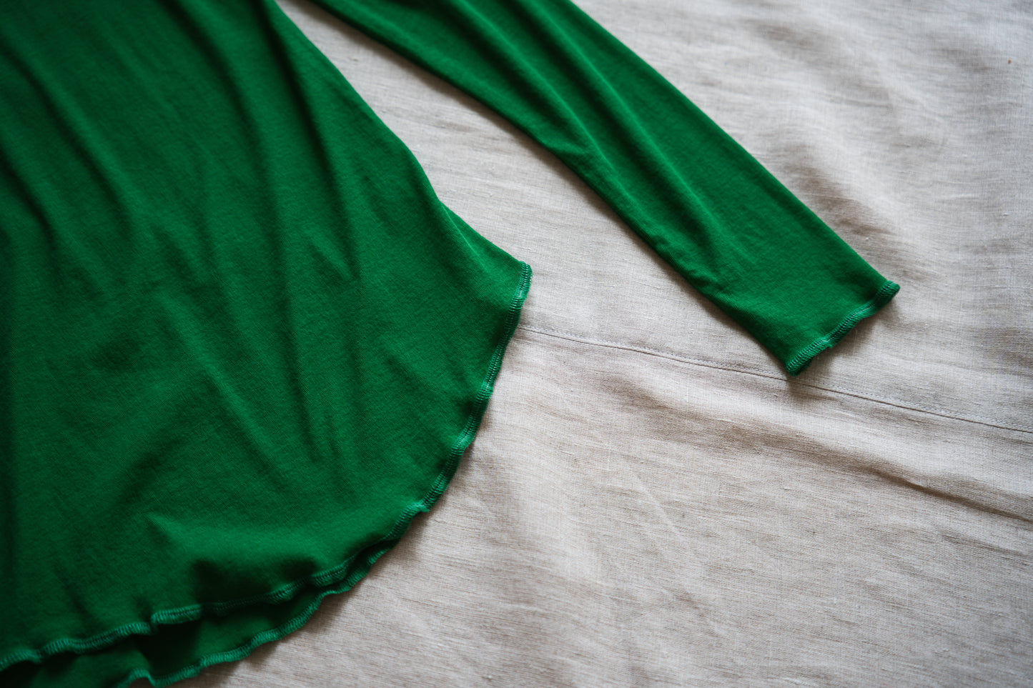 Sheer Rib Crew neck Long-Sleeved T/Turf Green