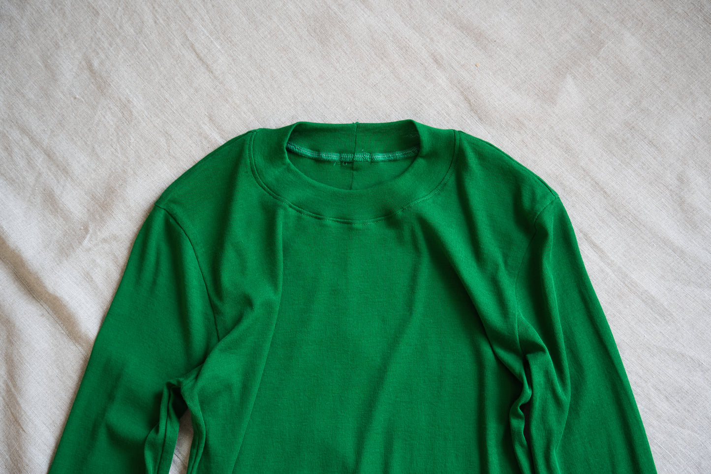 Sheer Rib Crew neck Long-Sleeved T/Turf Green