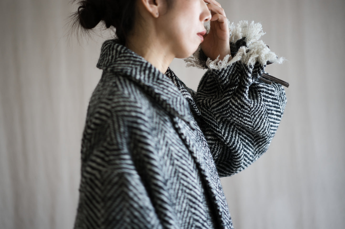 ロービングウールチェスターコート/Roving Wool Chester Coat/Monochrome