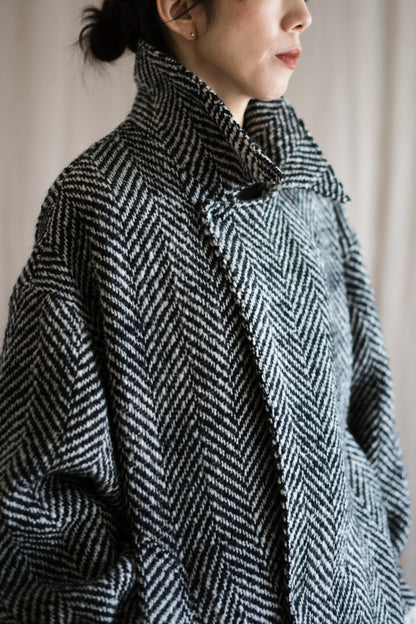 ロービングウールチェスターコート/Roving Wool Chester Coat/Monochrome