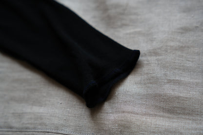 Sheer Rib Crew neck Long-Sleeved T/Black