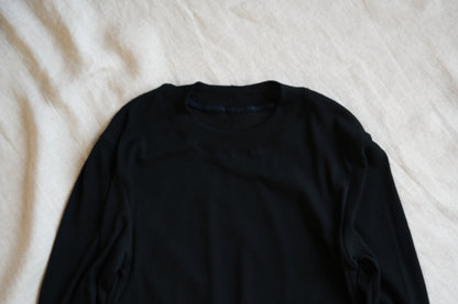 Sheer Rib Crew neck Long-Sleeved T/Black