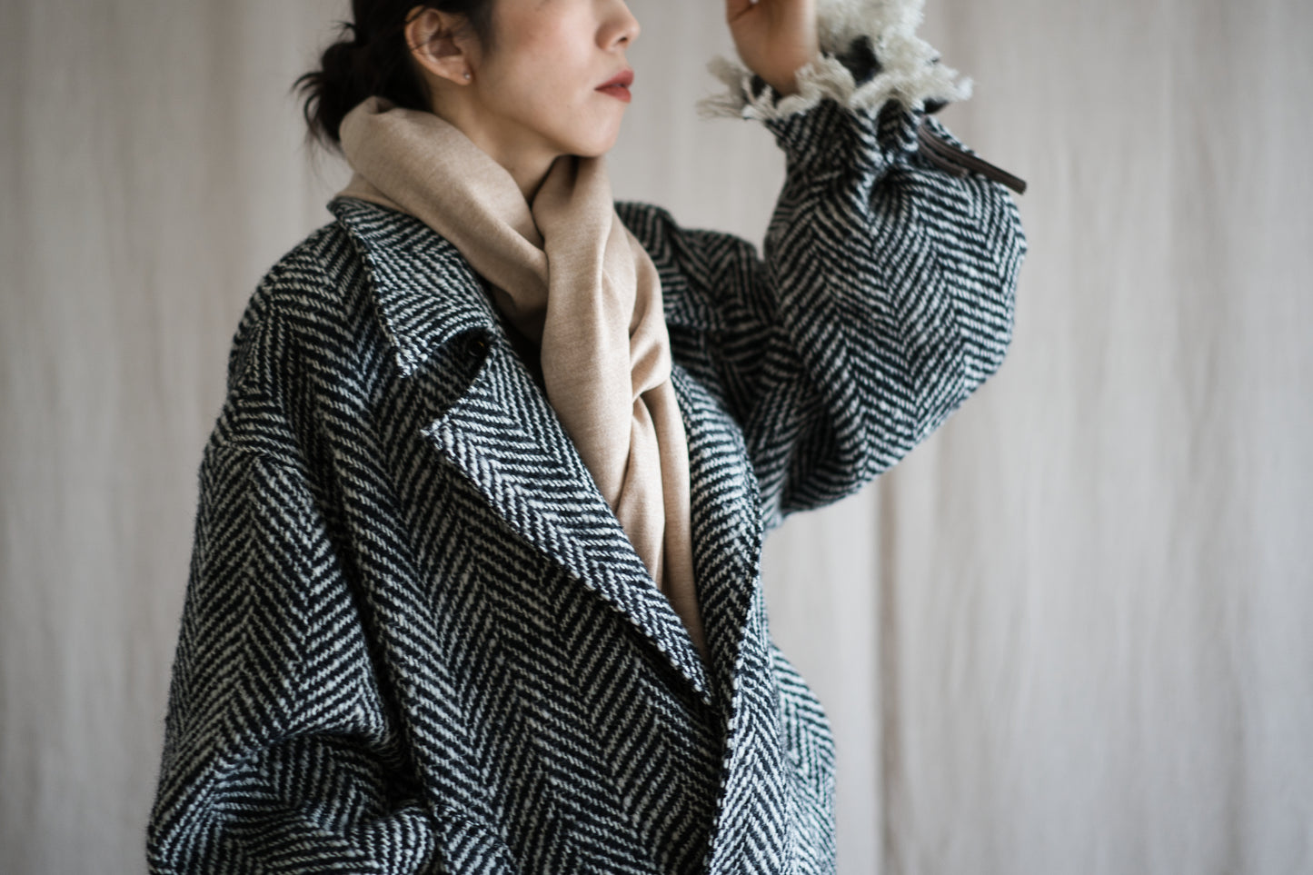 ロービングウールチェスターコート/Roving Wool Chester Coat/Monochrome