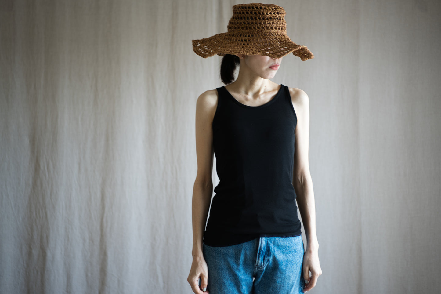 Sheer Rib Tank Top/Black