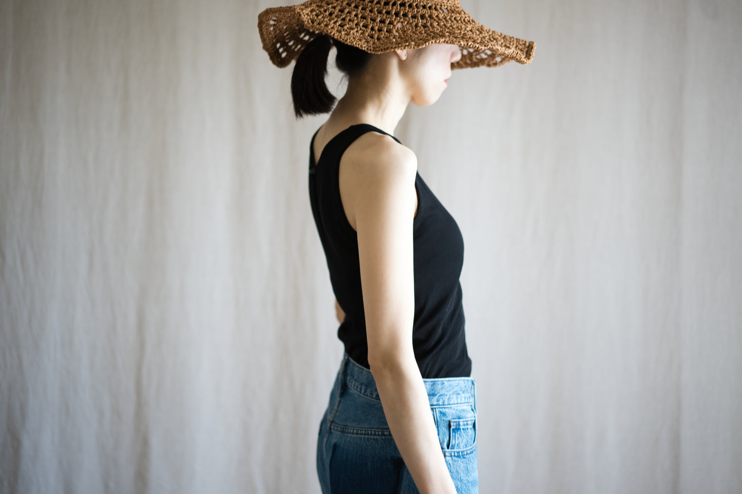 Sheer Rib Tank Top/Black