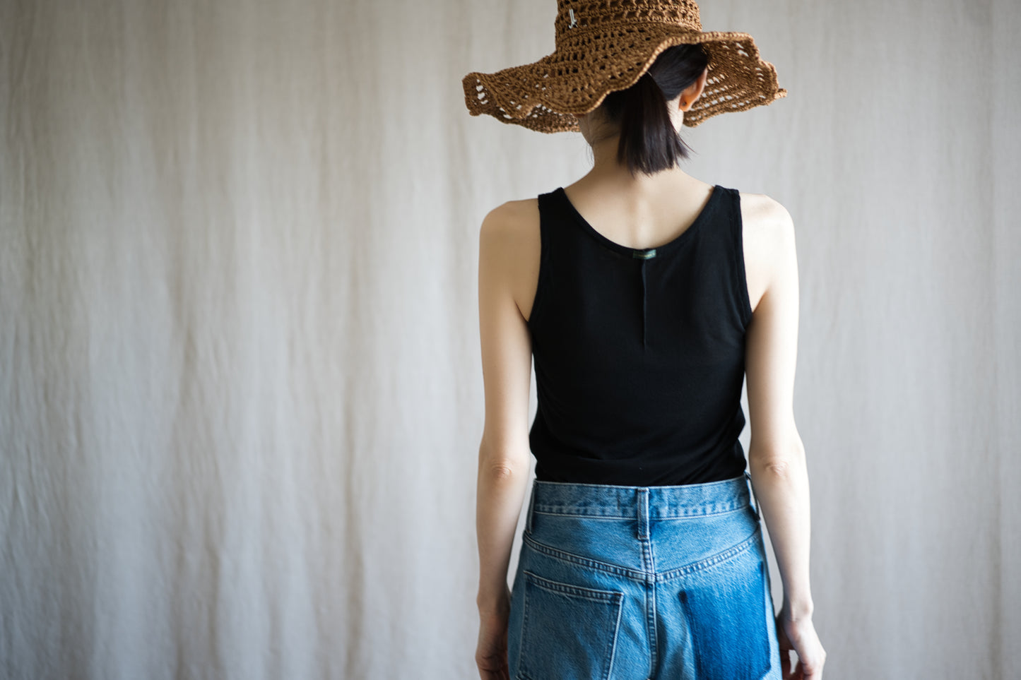 Sheer Rib Tank Top/Black