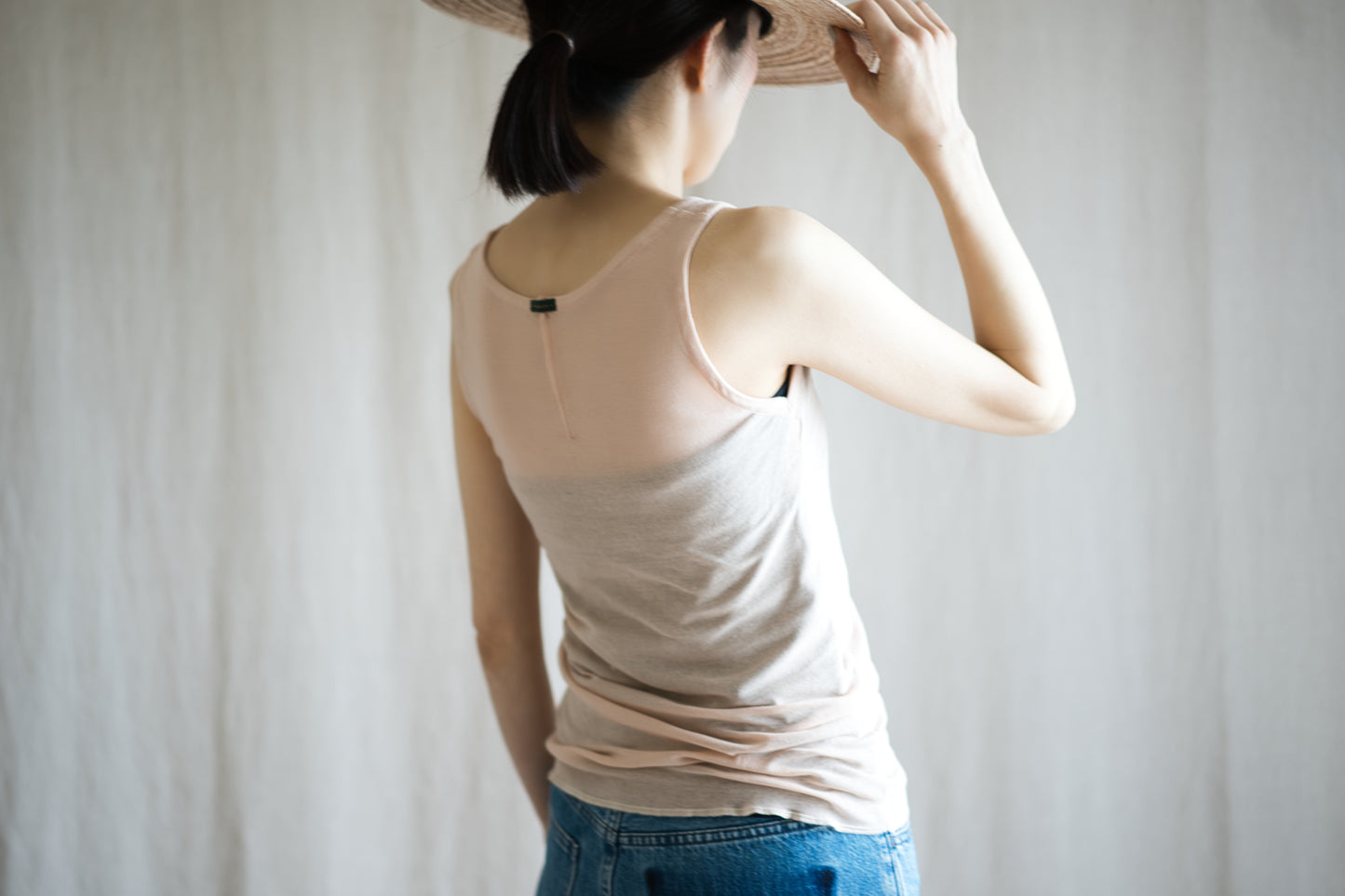 Sheer Rib Tank Top/Pale Pink