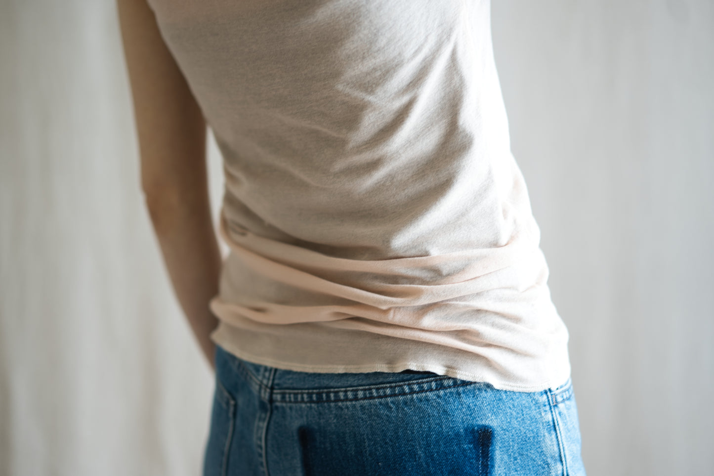 Sheer Rib Tank Top/Pale Pink
