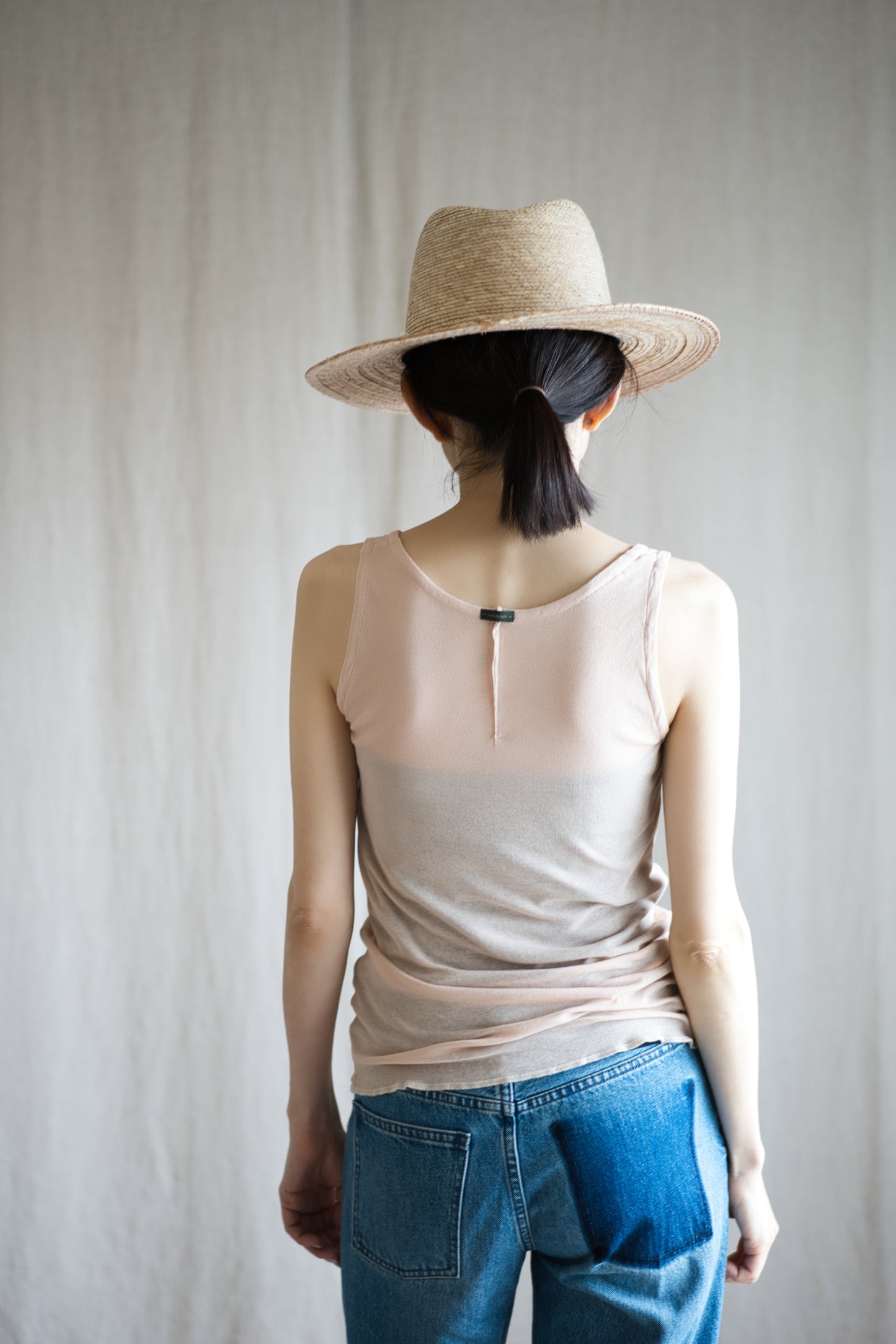 Sheer Rib Tank Top/Pale Pink