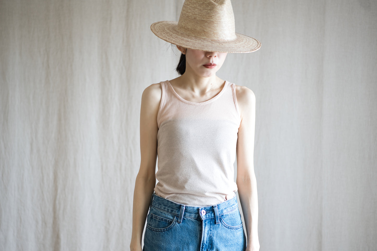 Sheer Rib Tank Top/Pale Pink