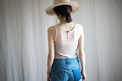 Sheer Rib Tank Top/Pale Pink