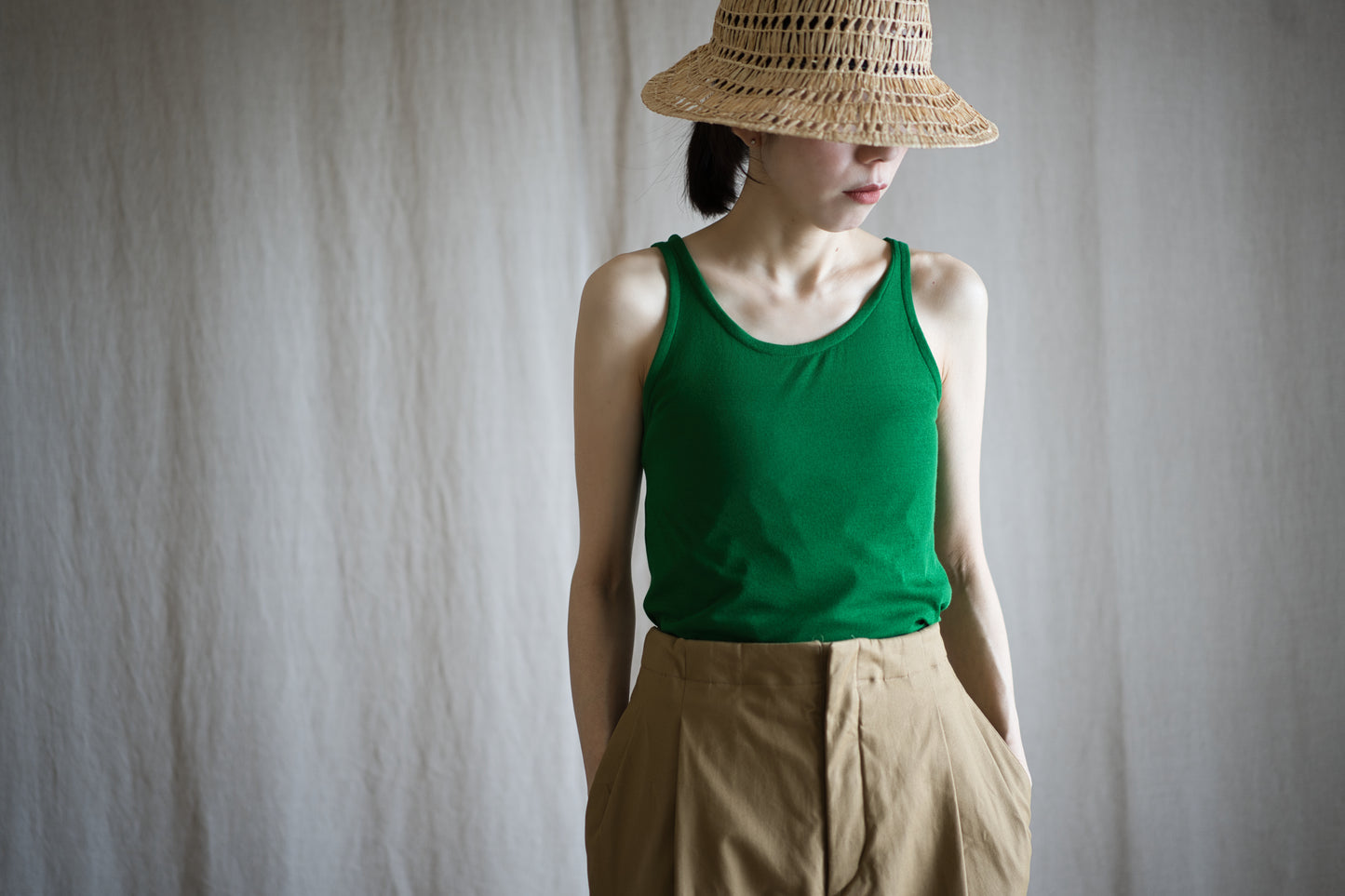 Sheer Rib Tank Top/Turf Green