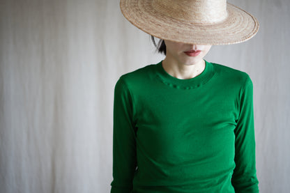 Sheer Rib Crew neck Long-Sleeved T/Turf Green