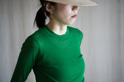 Sheer Rib Crew neck Long-Sleeved T/Turf Green